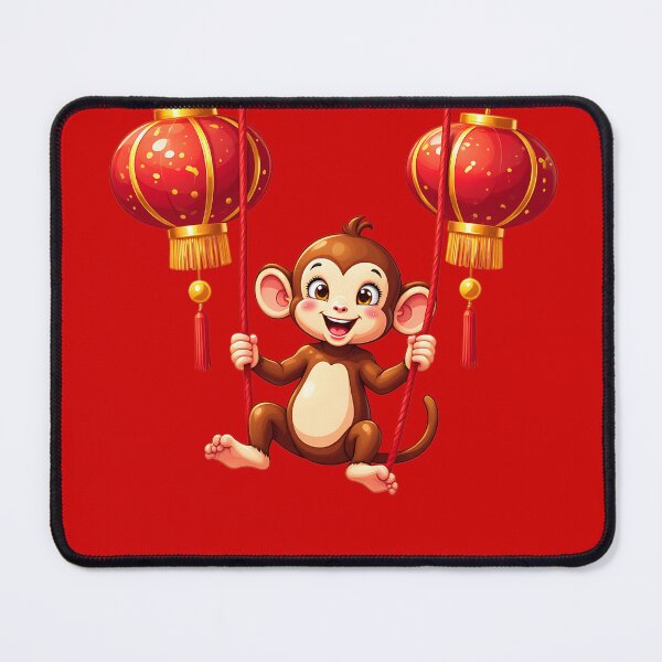 Item preview, Funny Monkey Swinging from Red Lanterns designed and sold by Itsheartshop.