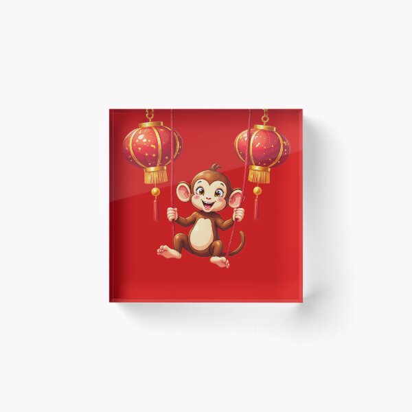 Item preview, Funny Monkey Swinging from Red Lanterns designed and sold by Itsheartshop.