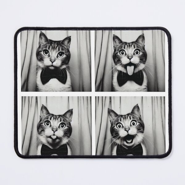 Item preview, Funny Photobooth Cat Selfie Wearing Bow Tie Animal Photobooth Design Whimsical Feline Humor Art Quirky Cat Lover Illustration designed and sold by PaintedPixels01.
