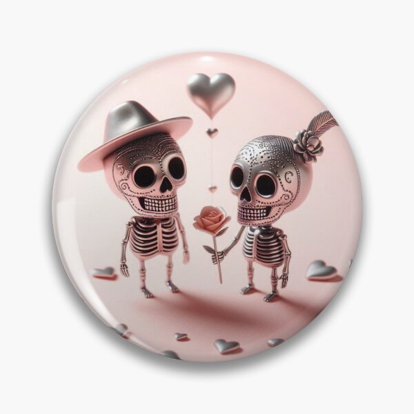 Item preview, Cheerful Silver-Rose Skeleton Lovers at Valentine's Day designed and sold by GaborSkeleton.