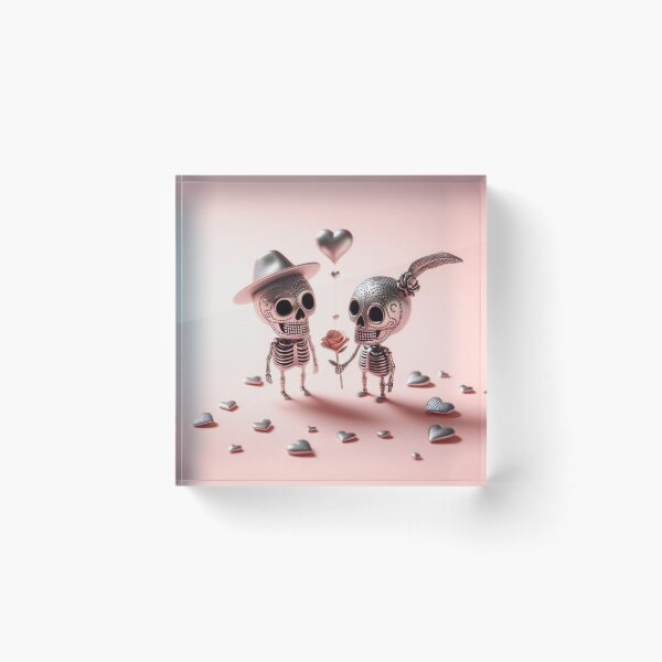 Item preview, Cheerful Silver-Rose Skeleton Lovers at Valentine's Day designed and sold by GaborSkeleton.