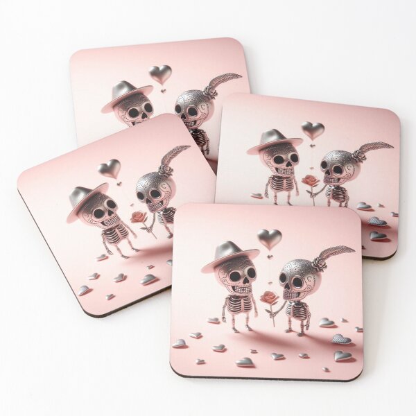 Item preview, Cheerful Silver-Rose Skeleton Lovers at Valentine's Day designed and sold by GaborSkeleton.
