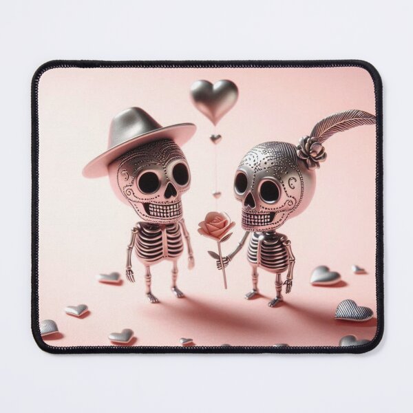 Item preview, Cheerful Silver-Rose Skeleton Lovers at Valentine's Day designed and sold by GaborSkeleton.