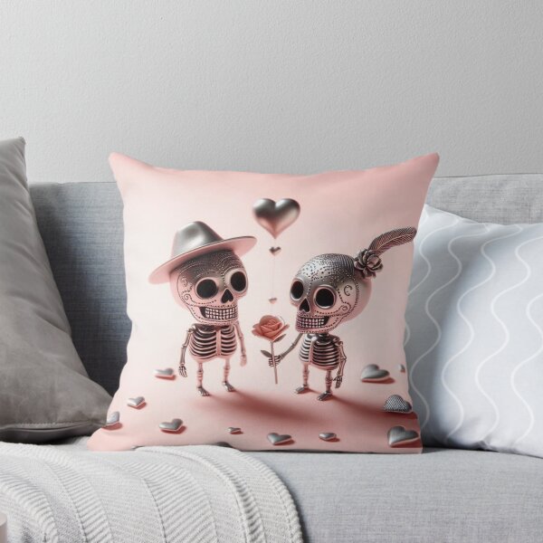 Item preview, Cheerful Silver-Rose Skeleton Lovers at Valentine's Day designed and sold by GaborSkeleton.