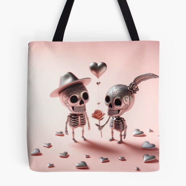 Item preview, Cheerful Silver-Rose Skeleton Lovers at Valentine's Day designed and sold by GaborSkeleton.