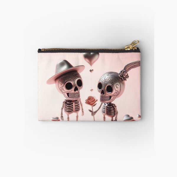 Item preview, Cheerful Silver-Rose Skeleton Lovers at Valentine's Day designed and sold by GaborSkeleton.