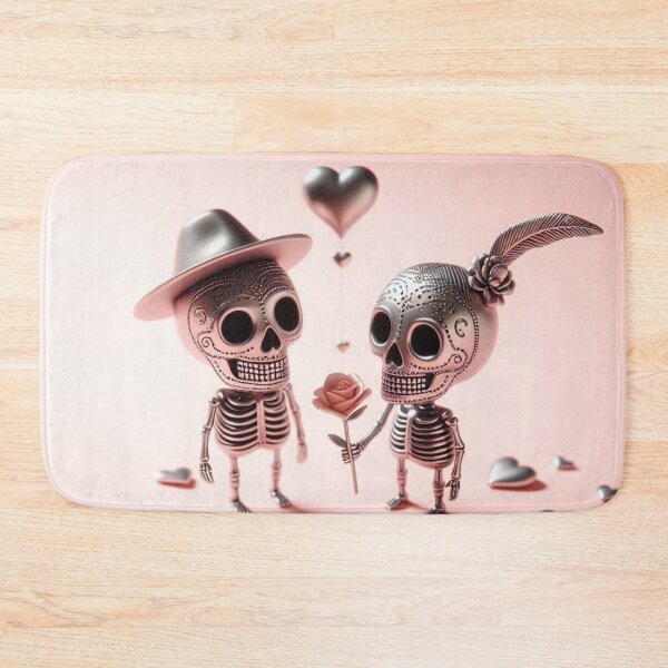 Aperçu de l'œuvre Les amoureux joyeux du squelette argenté et rose à la Saint-Valentin créée et vendue par GaborSkeleton.