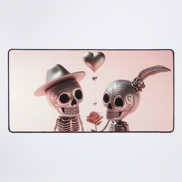 Item preview, Cheerful Silver-Rose Skeleton Lovers at Valentine's Day designed and sold by GaborSkeleton.