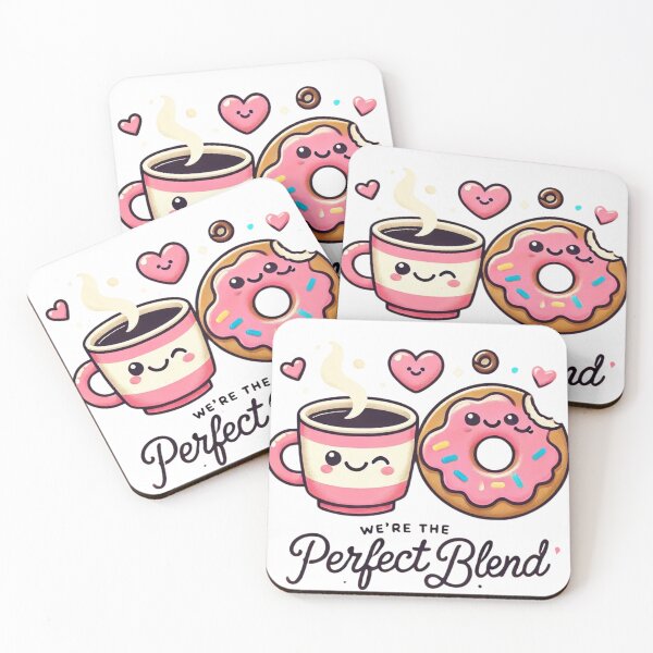 Item preview, The Perfect Blend – Cute Coffee & Donut Love Illustration designed and sold by EllsLittleStore.