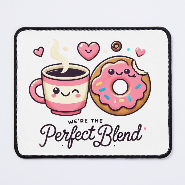 Item preview, The Perfect Blend – Cute Coffee & Donut Love Illustration designed and sold by EllsLittleStore.