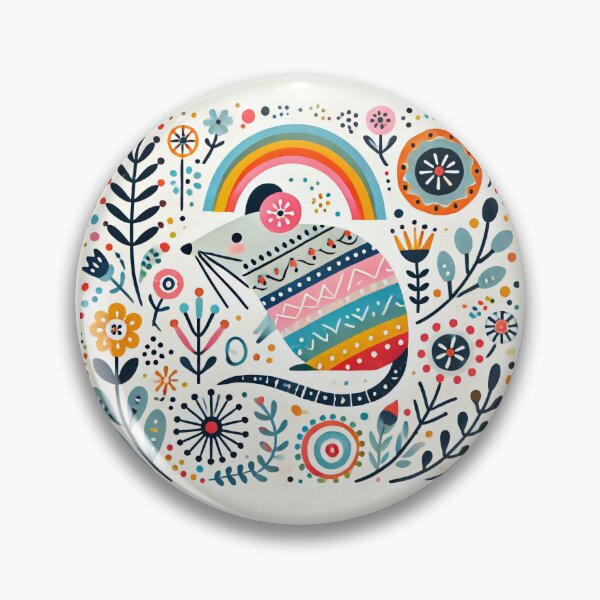 Item preview, Scandinavian Folk Art Rainbow Animals - Cute Colourful Mouse by heidiannemorris ©️ designed and sold by FOLK ART FUSION by heidiannemorris.