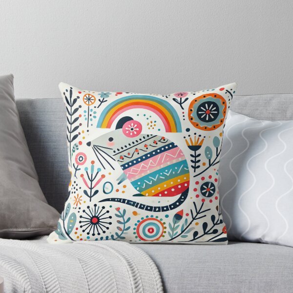Item preview, Scandinavian Folk Art Rainbow Animals - Cute Colourful Mouse by heidiannemorris ©️ designed and sold by FOLK ART FUSION by heidiannemorris.