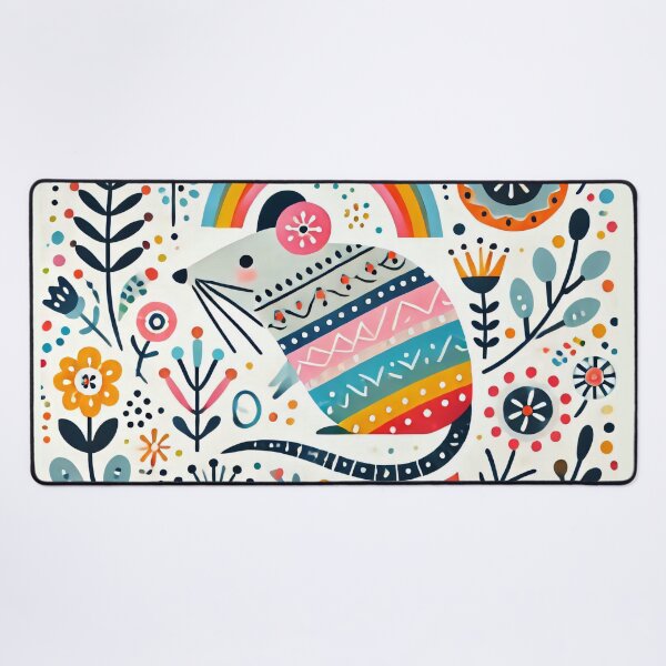 Item preview, Scandinavian Folk Art Rainbow Animals - Cute Colourful Mouse by heidiannemorris ©️ designed and sold by FOLK ART FUSION by heidiannemorris.