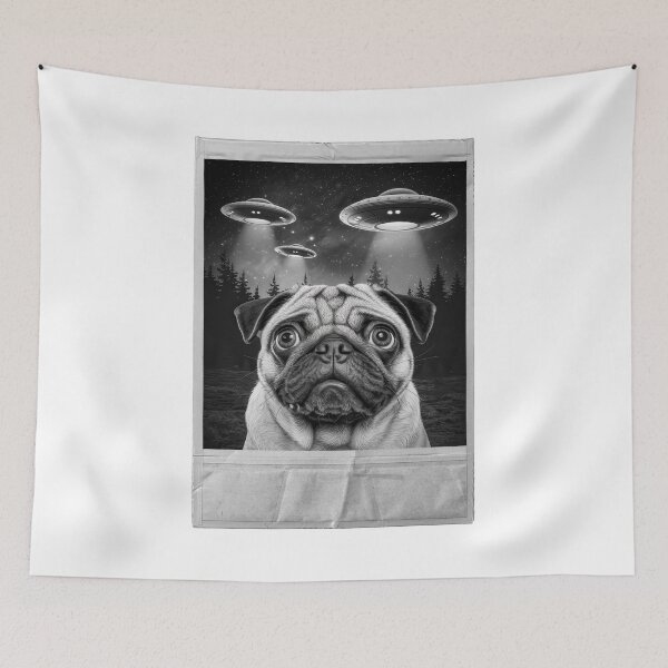 Item preview, Pug Alien Invasion Selfie designed and sold by Angry Swan Designs.