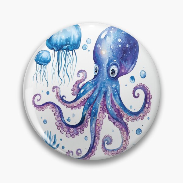 Item preview, Cerulean Abyss: Hypnotic Blue Octopus & Glowing Jellyfish Art – Bold Ocean Vibes for Tees, Man Cave Walls, Decals & More! Dive Deep, Stand Out! designed and sold by Ignorant-Artist.