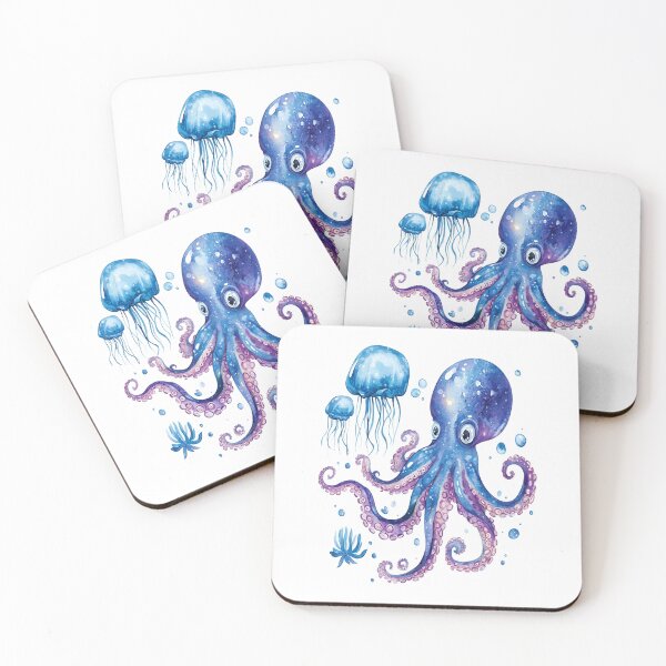 Item preview, Cerulean Abyss: Hypnotic Blue Octopus & Glowing Jellyfish Art – Bold Ocean Vibes for Tees, Man Cave Walls, Decals & More! Dive Deep, Stand Out! designed and sold by Ignorant-Artist.