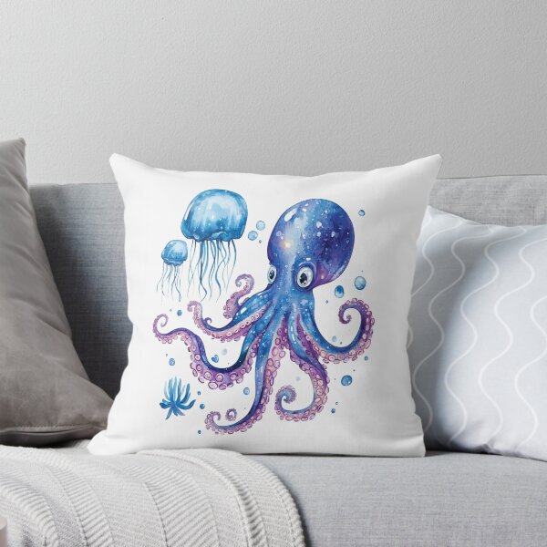 Item preview, Cerulean Abyss: Hypnotic Blue Octopus & Glowing Jellyfish Art – Bold Ocean Vibes for Tees, Man Cave Walls, Decals & More! Dive Deep, Stand Out! designed and sold by Ignorant-Artist.