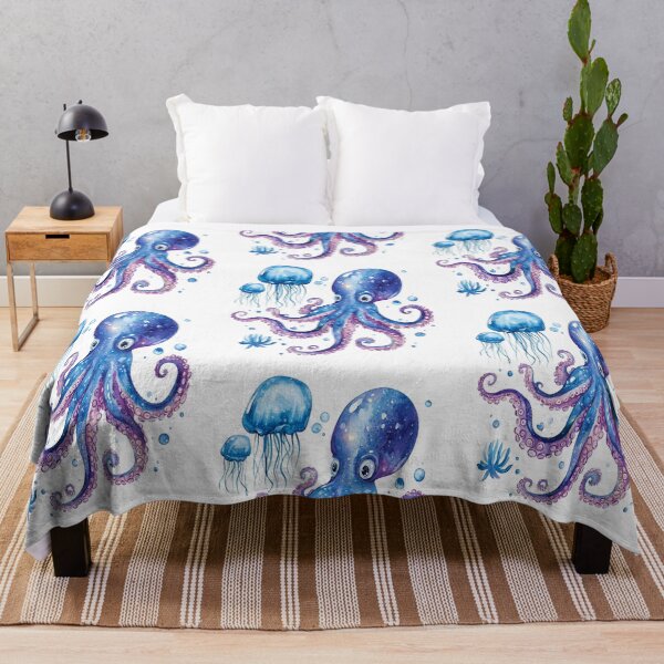 Item preview, Cerulean Abyss: Hypnotic Blue Octopus & Glowing Jellyfish Art – Bold Ocean Vibes for Tees, Man Cave Walls, Decals & More! Dive Deep, Stand Out! designed and sold by Ignorant-Artist.