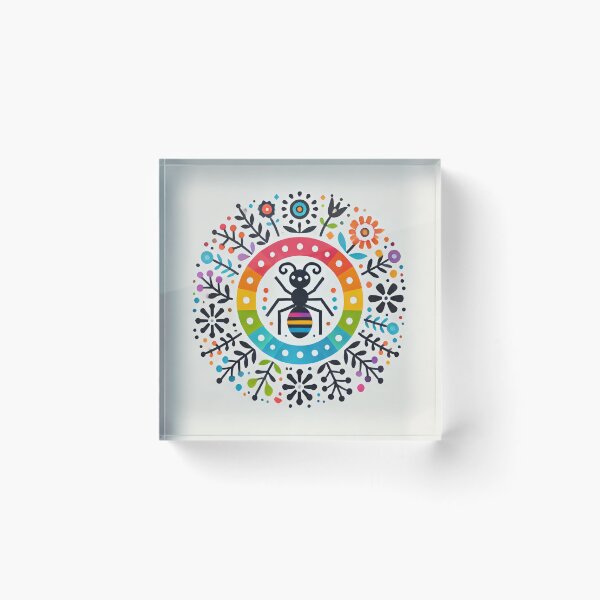 Item preview, Scandinavian Folk Art Rainbow Animals - Cute Colourful Ant by heidiannemorris designed and sold by FOLK ART FUSION by heidiannemorris.