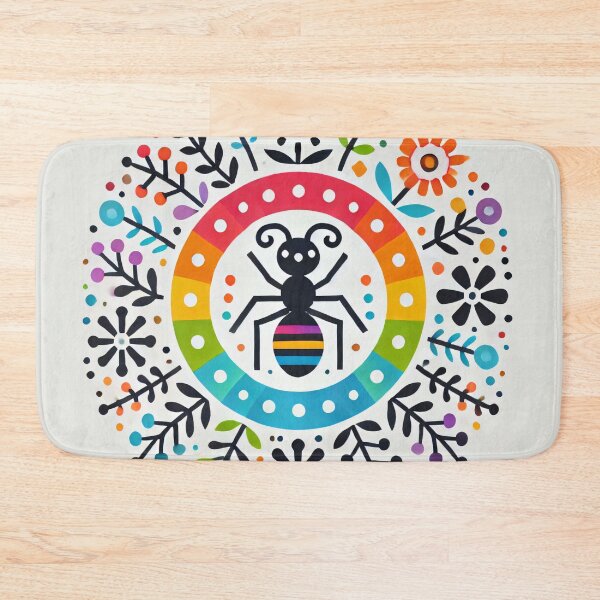 Item preview, Scandinavian Folk Art Rainbow Animals - Cute Colourful Ant by heidiannemorris designed and sold by FOLK ART FUSION by heidiannemorris.