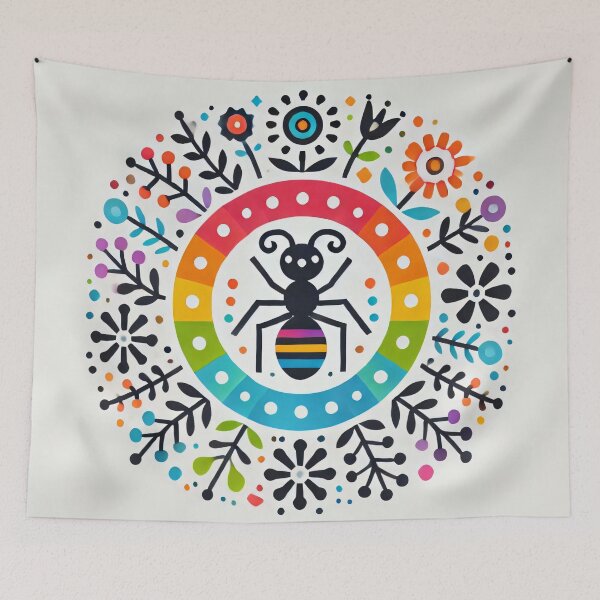 Item preview, Scandinavian Folk Art Rainbow Animals - Cute Colourful Ant by heidiannemorris designed and sold by FOLK ART FUSION by heidiannemorris.
