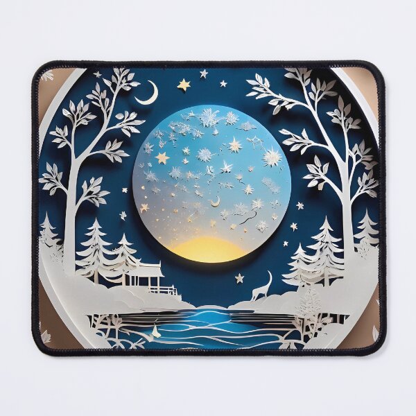 Item preview, Digital Moon Paper Cut Art | Celestial Nature-Inspired Design | Elegant Lunar Illustration | Whimsical Moonlight Paper Cut | 3D Digital Paper Effect designed and sold by PaintedPixels01.