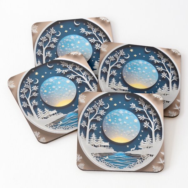 Item preview, Digital Moon Paper Cut Art | Celestial Nature-Inspired Design | Elegant Lunar Illustration | Whimsical Moonlight Paper Cut | 3D Digital Paper Effect designed and sold by PaintedPixels01.