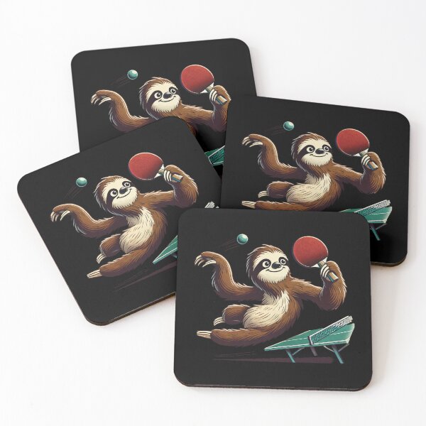 Item preview, Table Tennis Fun Funny Sloth Cartoon designed and sold by LuminOrb.