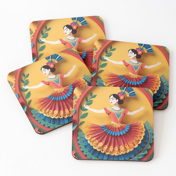 Item preview, A Mexican Girl Dancing | Paper Cut Art | Traditional Mexican Dance Illustration | Cultural Celebration Design | Whimsical Folk Art designed and sold by PaintedPixels01.
