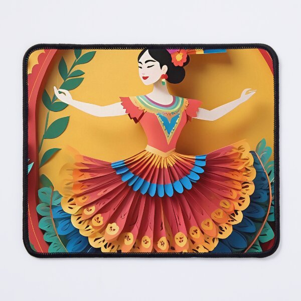 Item preview, A Mexican Girl Dancing | Paper Cut Art | Traditional Mexican Dance Illustration | Cultural Celebration Design | Whimsical Folk Art designed and sold by PaintedPixels01.