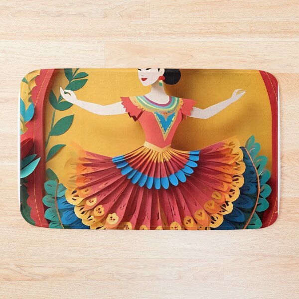 Item preview, A Mexican Girl Dancing | Paper Cut Art | Traditional Mexican Dance Illustration | Cultural Celebration Design | Whimsical Folk Art designed and sold by PaintedPixels01.