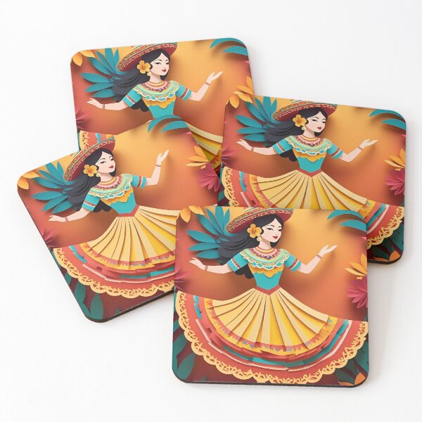 Item preview, A Mexican Girl Dancing | Paper Cut Art | Traditional Mexican Dance Illustration | Cultural Celebration Design | Whimsical Folk Art designed and sold by PaintedPixels01.