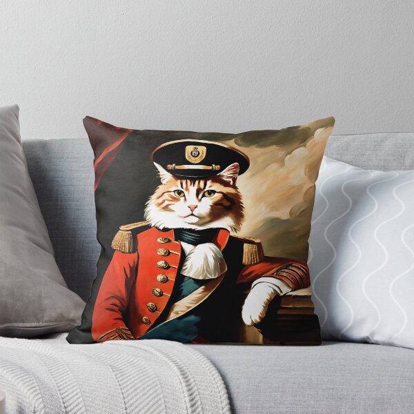 Aperçu de l'œuvre Art de chat vintage : Portrait de capitaine de mer de chat | Art animalier | Art de chat | Peinture à l'huile de chat créée et vendue par UnhingedBird.
