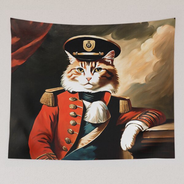 Item preview, Vintage Cat Art: Cat Sea Captain Portrait | Animal Art | Cat Art | Cat Oil Painting designed and sold by UnhingedBird.