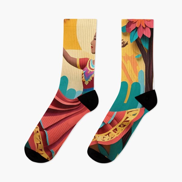 Item preview, A Mexican Girl Dancing | Paper Cut Art | Traditional Mexican Dance Illustration | Cultural Celebration Design | Whimsical Folk Art designed and sold by PaintedPixels01.