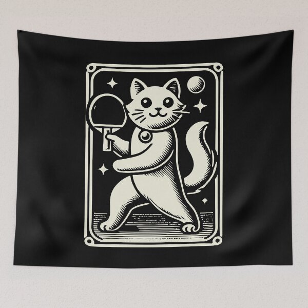 Item preview, Cute Cat Plays Table Tennis Artfully designed and sold by LuminOrb.