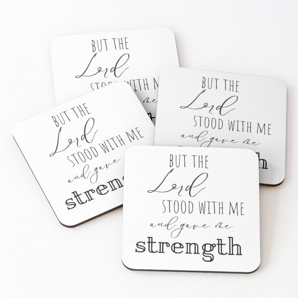 Item preview, But the Lord stood with me and gave me strength 2 Timothy 4:17 Bible verse with curvy text art in black palette  designed and sold by Crazy-art-land.