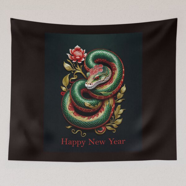 Item preview, Lunar New Year of the Snake black background designed and sold by Blue Horse Photo Magic.