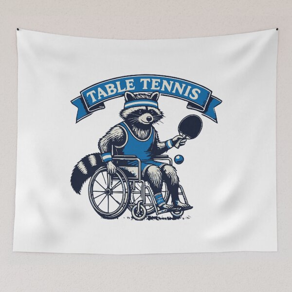 Item preview, Table Tennis Raccoon Wheelchair User Vintage designed and sold by LuminOrb.