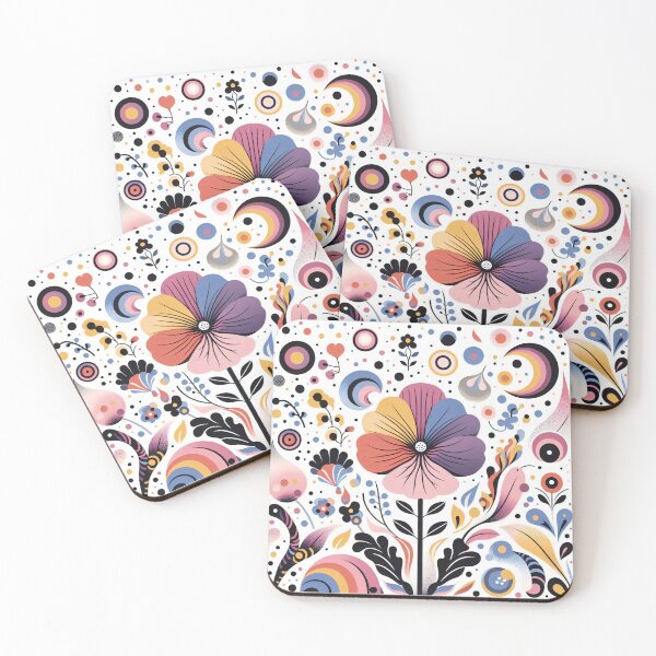 Item preview, Scandinavian Folk Art - Vibrant Viola flowers by heidiannemorris designed and sold by FOLK ART FUSION by heidiannemorris.