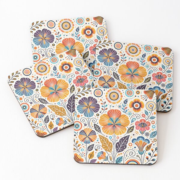 Item preview, Scandinavian Folk Art - Vibrant Orange Yellow Viola flowers by heidiannemorris designed and sold by FOLK ART FUSION by heidiannemorris.