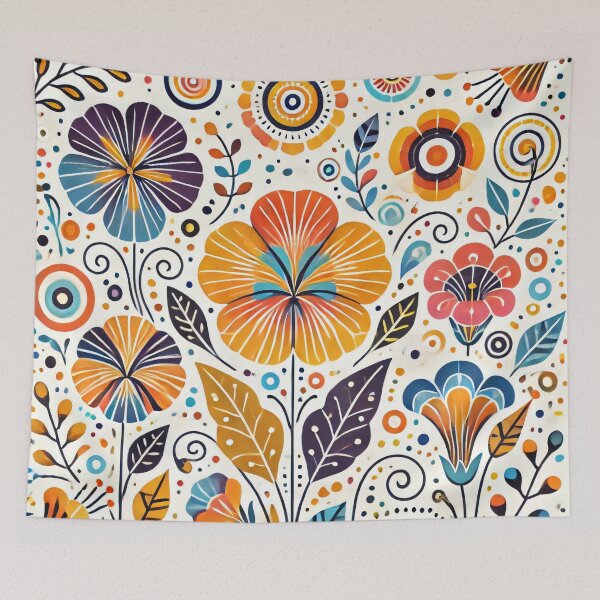 Item preview, Scandinavian Folk Art - Vibrant Orange Yellow Viola flowers by heidiannemorris designed and sold by FOLK ART FUSION by heidiannemorris.