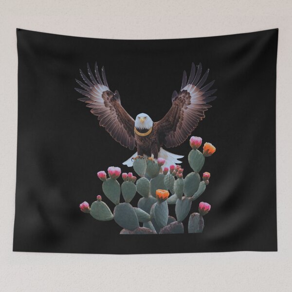 Item preview, Majestic Mexico Eagle: Golden Adorned Bald Eagle Bird On Cactus   designed and sold by elynne9.