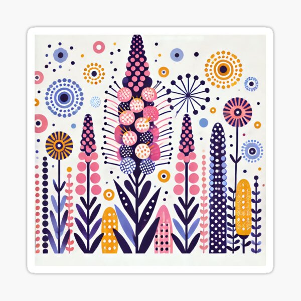 Aperçu de l'œuvre Fleurs d'art populaire scandinave - Digitales par heidiannemorris créée et vendue par FOLK ART FUSION by heidiannemorris.