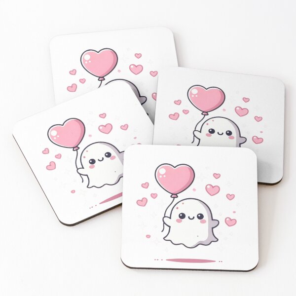 Item preview, Cute Ghost with Heart Balloon – Adorable Valentine’s Spooky Love Design designed and sold by EllsLittleStore.