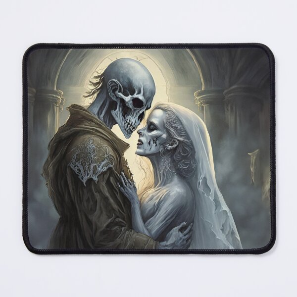 Item preview, Skeleton bride and groom | Gothic wedding art | Halloween romance | Spooky and elegant - perfect for fans of dark love stories designed and sold by GrimmHaven.