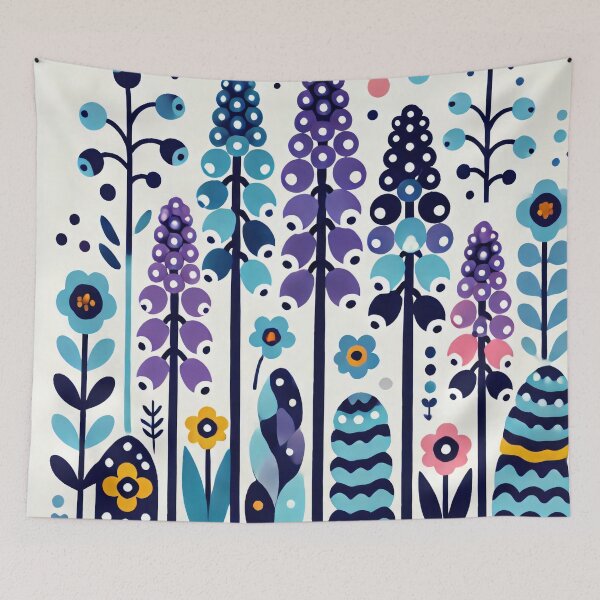 Item preview, Scandinavian Folk Art - Purple and Blue Grape Hyacinth by heidiannemorris designed and sold by FOLK ART FUSION by heidiannemorris.