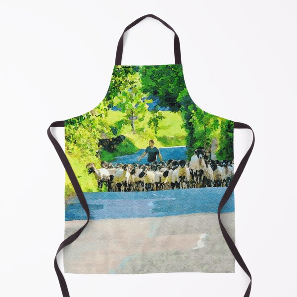 Item preview, Watercolor painting of a shepherd herding sheep in the Lake District designed and sold by GestaltImagery.