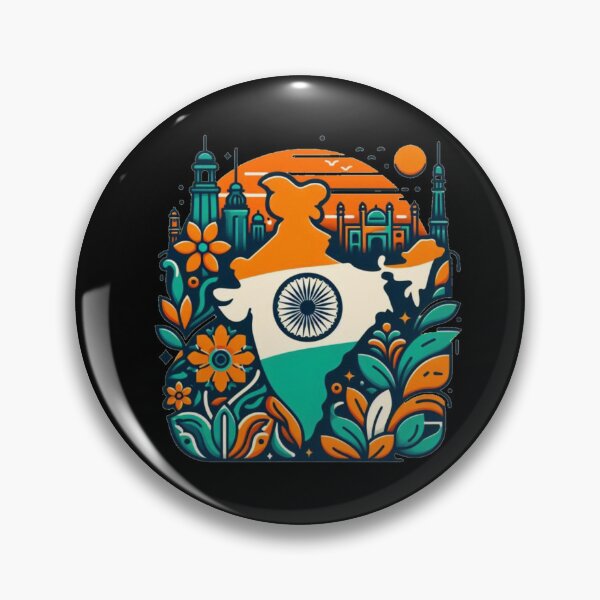Item preview, India Map Design Tricolor Vibrant flowers minimalistic designed and sold by Kalpa.