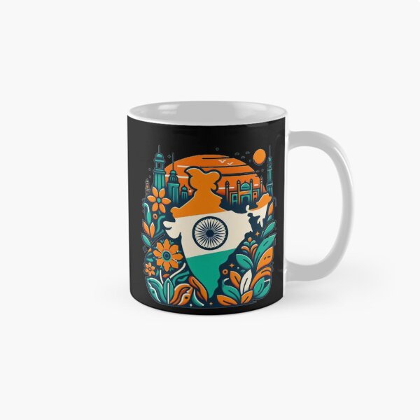 Item preview, India Map Design Tricolor Vibrant flowers minimalistic designed and sold by Kalpa.